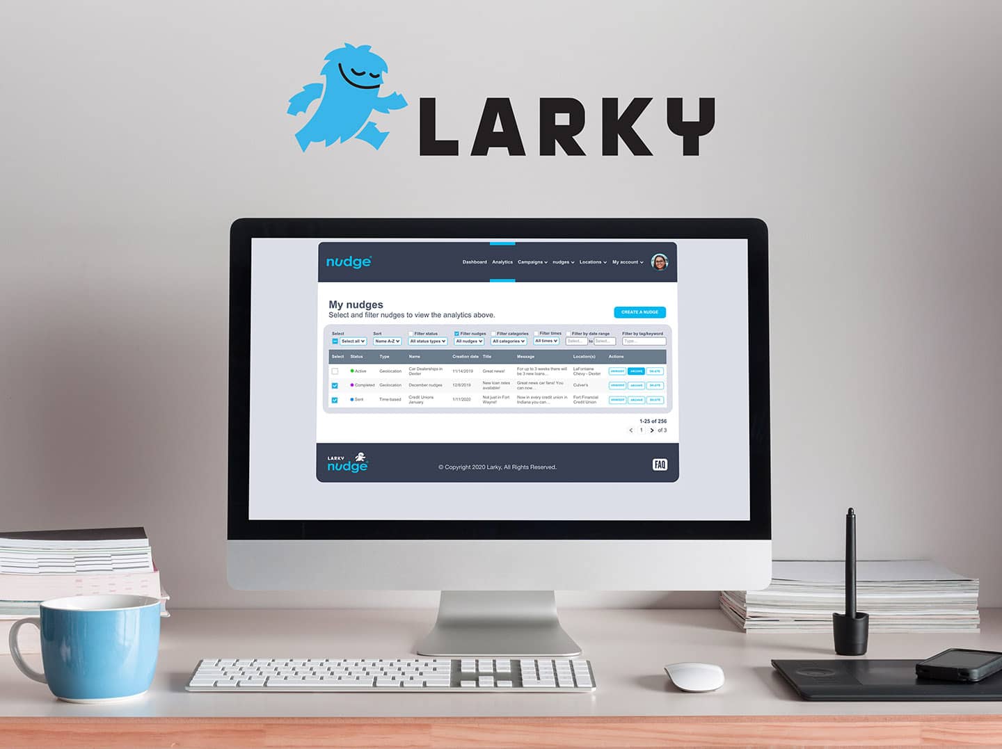 Laptop showing the Larky website