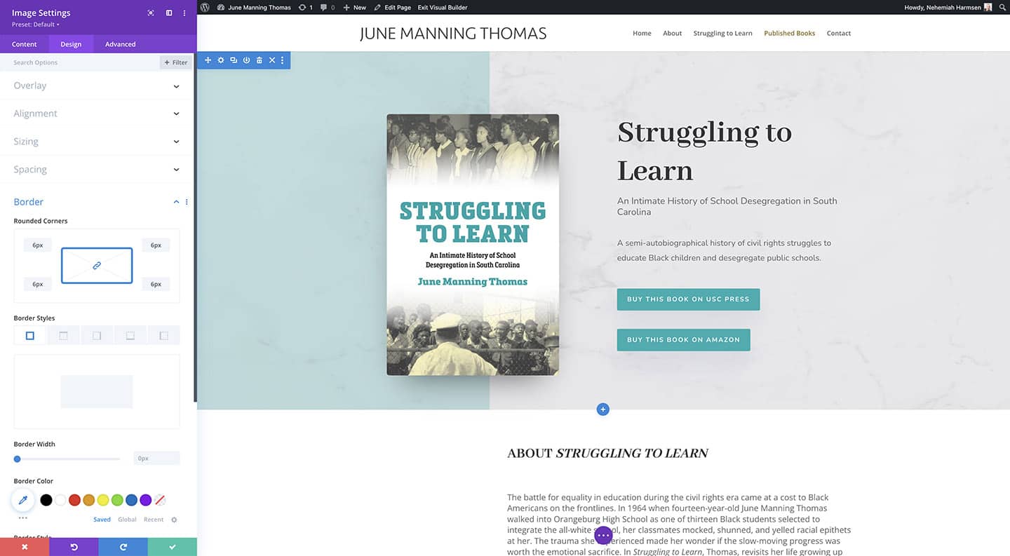 June Manning Thomas Website Backend Screenshot